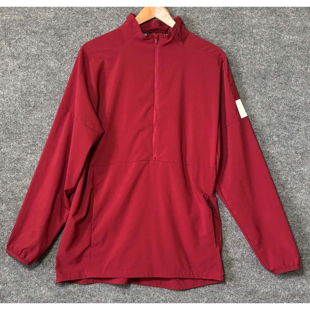 Adidas Game Mode Windbreaker Half Zip Lightweight Men Small Burgundy Zip Pockets